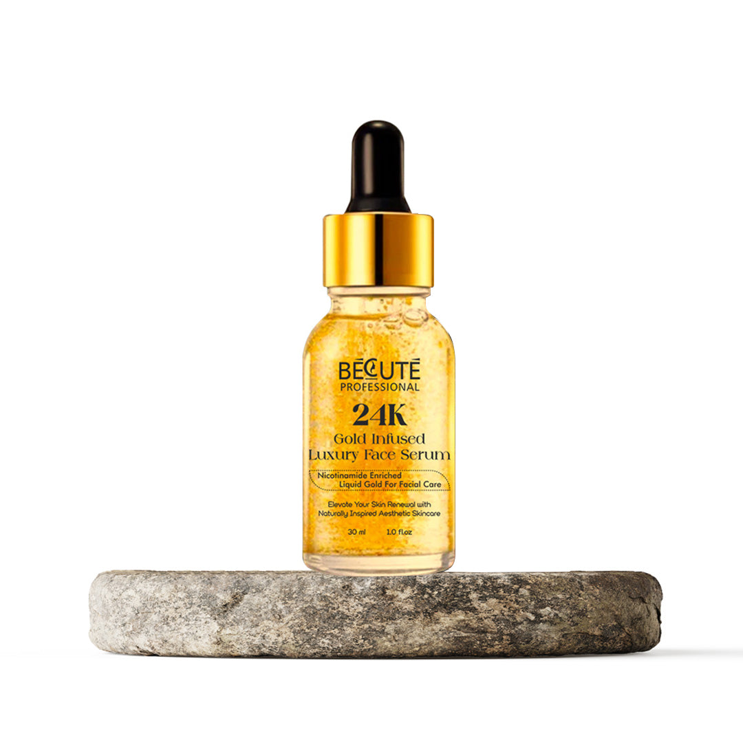 BECUTE Professional® 24K Gold Serum With Hyaluronic Acid, Vitamin C And Jojoba Oil - 30 mL