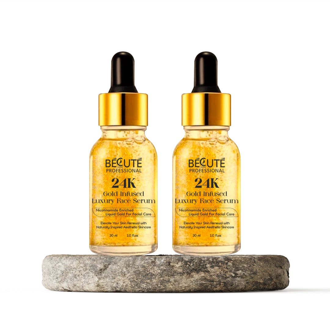 BECUTE Professional® 24K Gold Serum With Hyaluronic Acid, Vitamin C And Jojoba Oil - 30 mL