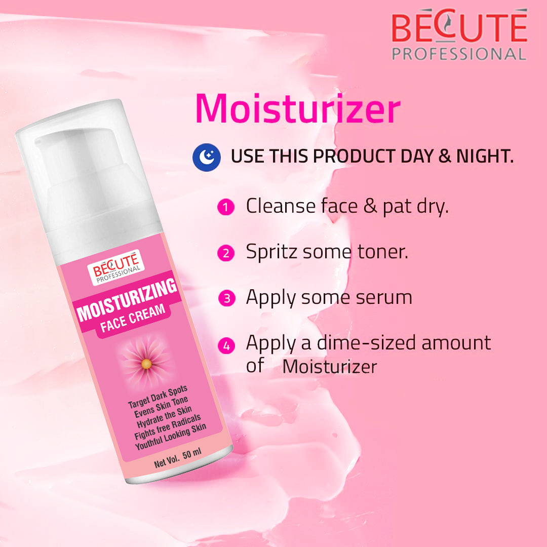 BECUTE Professional® Moisturizing Face Cream with Rose Extracts for Dry Skin, Reduce Lines & Wrinkles 50 mL