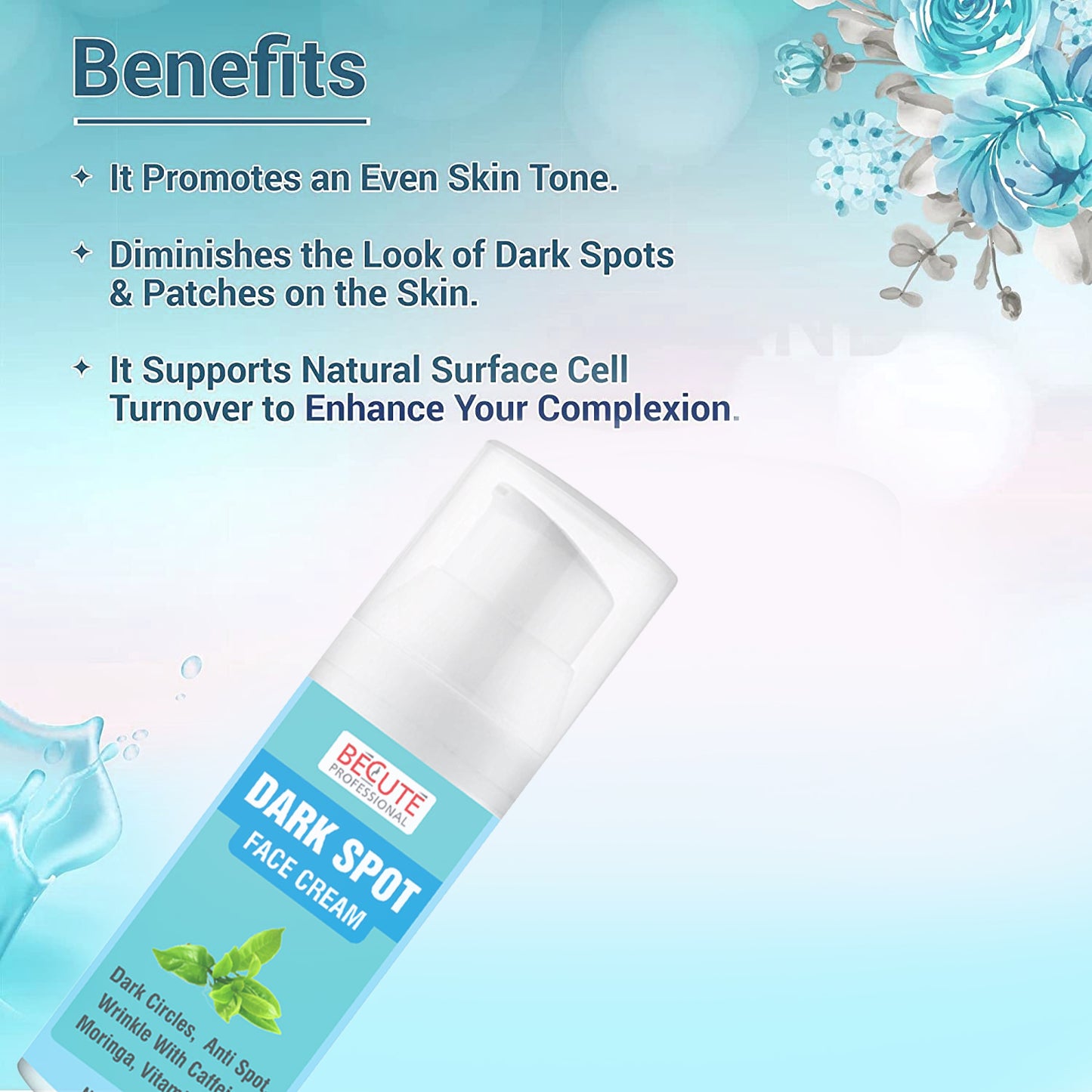 BECUTE Professional® Dark Spot Face Cream with Moringa for Dark Circles & Blemish Removal 50 mL