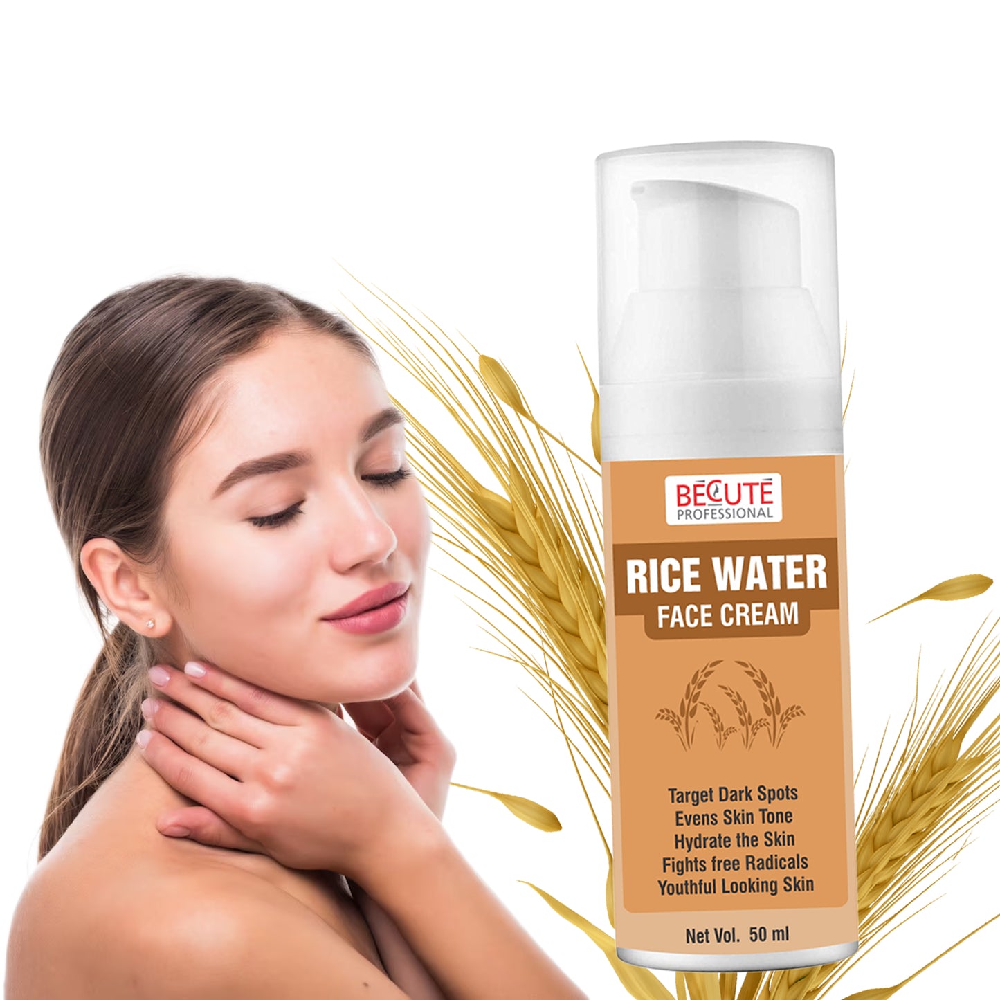BECUTE Professional® Rice Water Face Cream for Target Dark Spots & Evens Skin Tone 50 mL