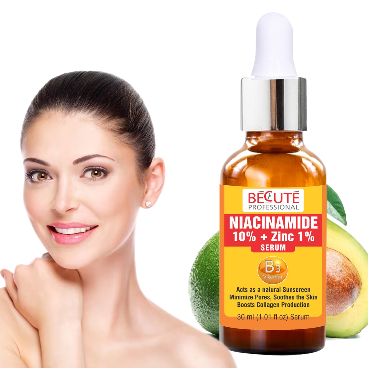 BECUTE Professional®10% Niacinamide with Zinc Face Serum for Acne Marks & Reduce Hyperpigmentation 30 mL