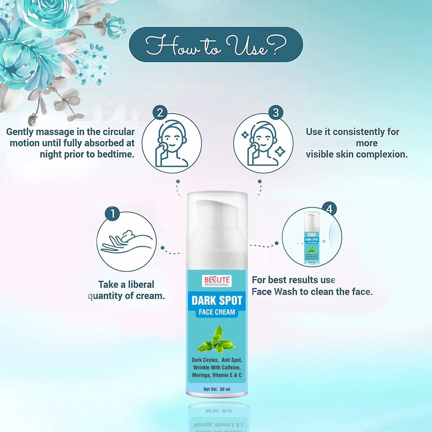 BECUTE Professional® Dark Spot Face Cream+2% Salicylic Acid Foaming Face Wash - Combo Pack, 200 mL