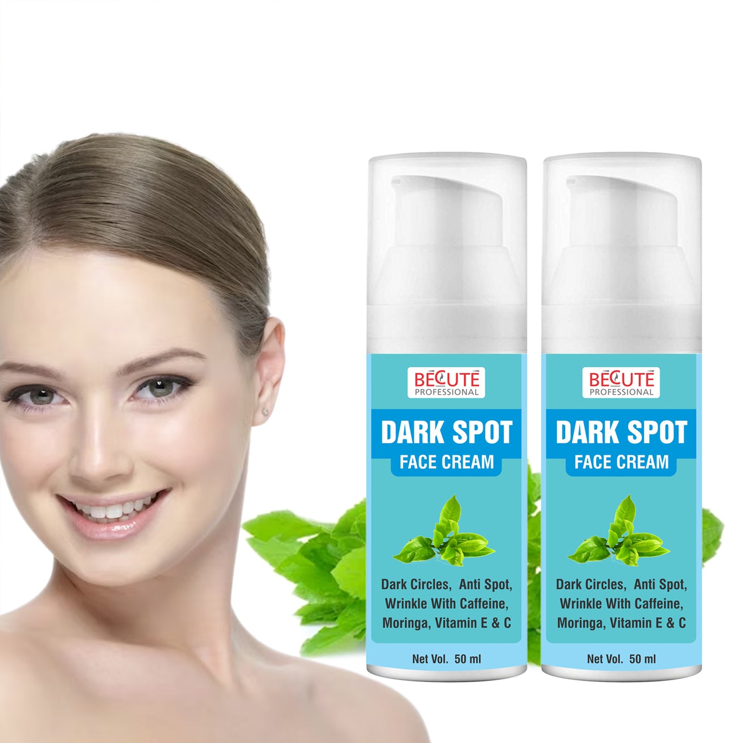 BECUTE Professional® Dark Spot Face Cream with Moringa for Dark Circles & Blemish Removal, Pack of 2 Pcs, 100 mL