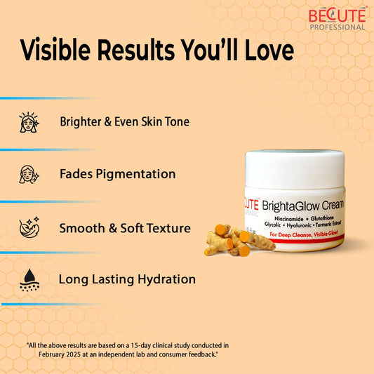 BECUTE Professional® BrightaGlow Skin Brightening & Glow Cream | Face Brightening Cream for Glowing & Even-Toned Skin