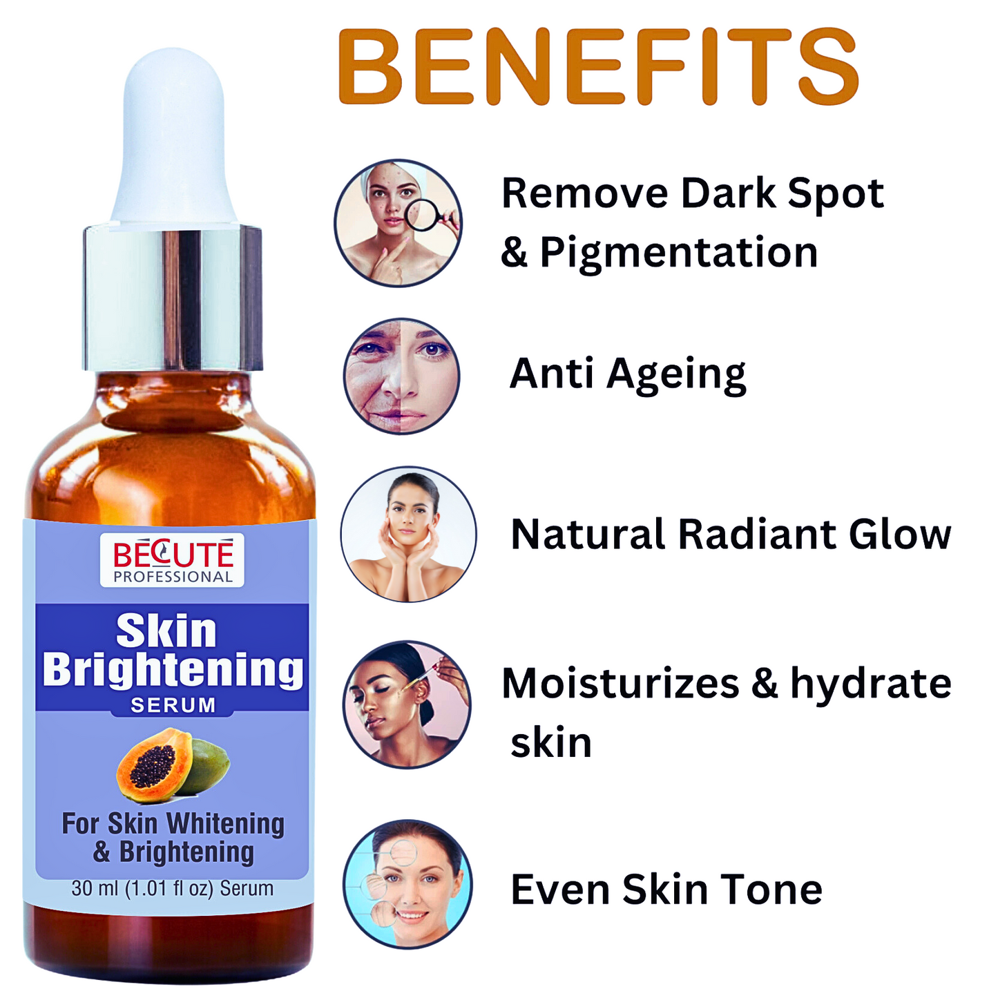 BECUTE Professional® Dark Spot Face Cream+Skin Brightening Serum - Combo Pack, 80 mL