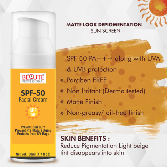 BECUTE Professional® SPF 50 Facial Cream Gel for Open Pores & Oily Skin 50 mL