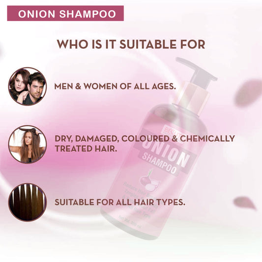 BECUTE Professional® Onion Hair Shampoo for Hair Growth, Hair Breakage And Control Hair Fall - Combo Pack, 600 mL