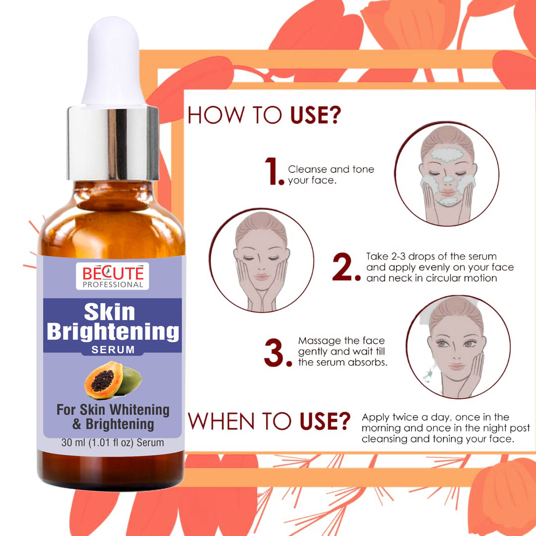 BECUTE Professional® Skin Brightening Serum with Papaya Extract  for Dark Spots & Pigmentation - Pack of 2 Pcs, 60 mL