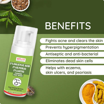 BECUTE Professional® Dark Spot Face Cream+2% Salicylic Acid Foaming Face Wash - Combo Pack, 200 mL