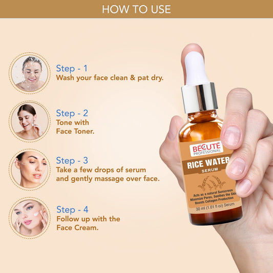 BECUTE Professional® Rice Water Face Serum for Acne & Pigmentation Control - Pack of 2 Pcs, 60 mL
