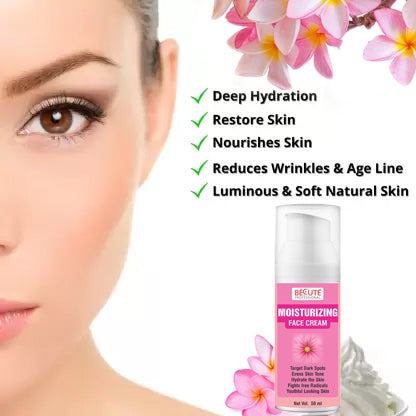 BECUTE Professional® Moisturizing Face Cream with Rose Extracts for Dry Skin, Reduce Lines & Wrinkles - Pack of 2 Pcs, 100 mL