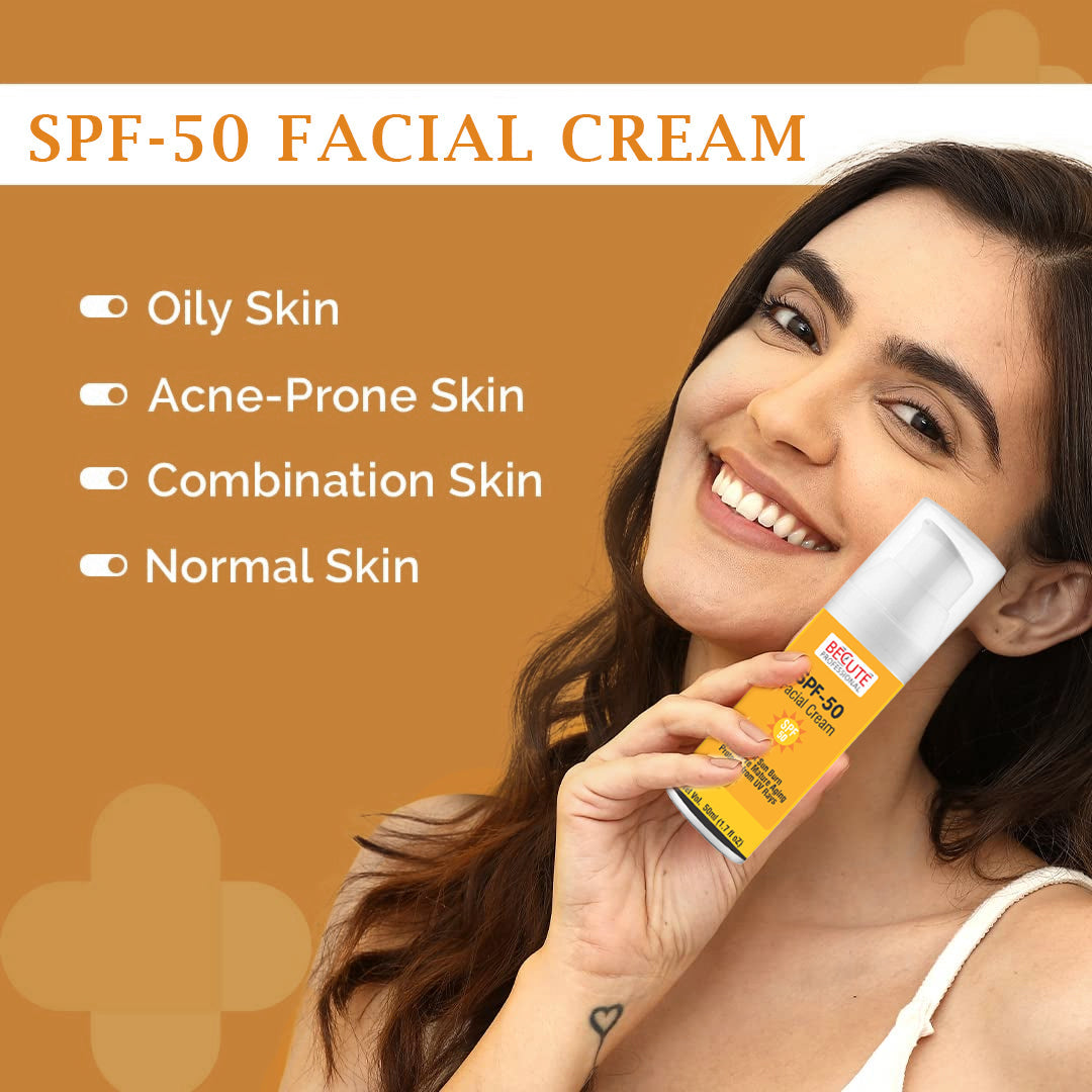 BECUTE Professional® SPF 50 Facial Cream Gel for Open Pores & Oily Skin - Pack of 2 Pcs, 100 mL