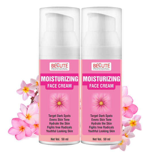 BECUTE Professional® Moisturizing Face Cream with Rose Extracts for Dry Skin, Reduce Lines & Wrinkles - Pack of 2 Pcs, 100 mL