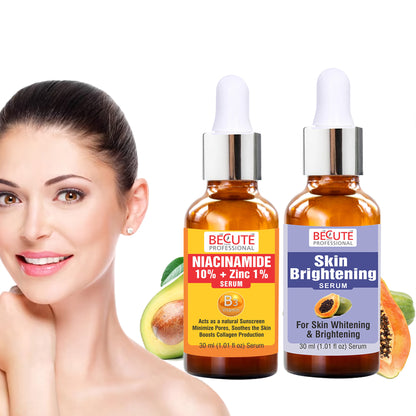 BECUTE Professional® 10% Niacinamide Face Serum+Skin Brightening Serum - Combo Pack, 60 mL