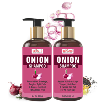 BECUTE Professional® Onion Hair Shampoo for Hair Growth, Hair Breakage And Control Hair Fall - Combo Pack, 600 mL
