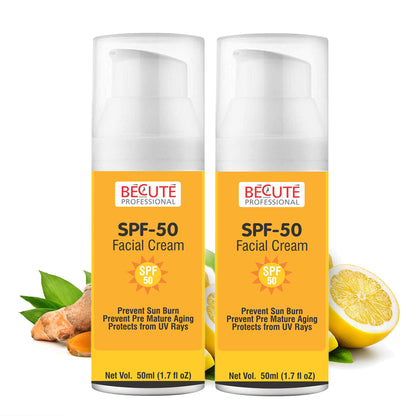 BECUTE Professional® SPF 50 Facial Cream Gel for Open Pores & Oily Skin - Pack of 2 Pcs, 100 mL
