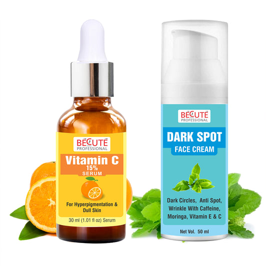 BECUTE Professional® Vitamin C Face Serum+Dark Spot Face Cream - Combo Pack, 80 mL