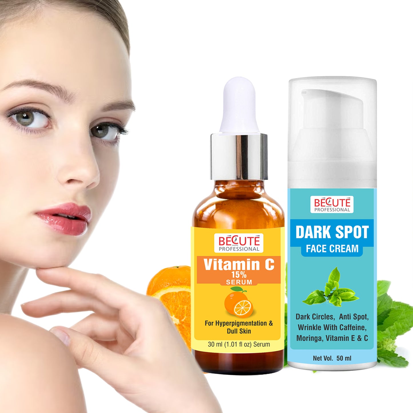 BECUTE Professional® Vitamin C Face Serum+Dark Spot Face Cream - Combo Pack, 80 mL