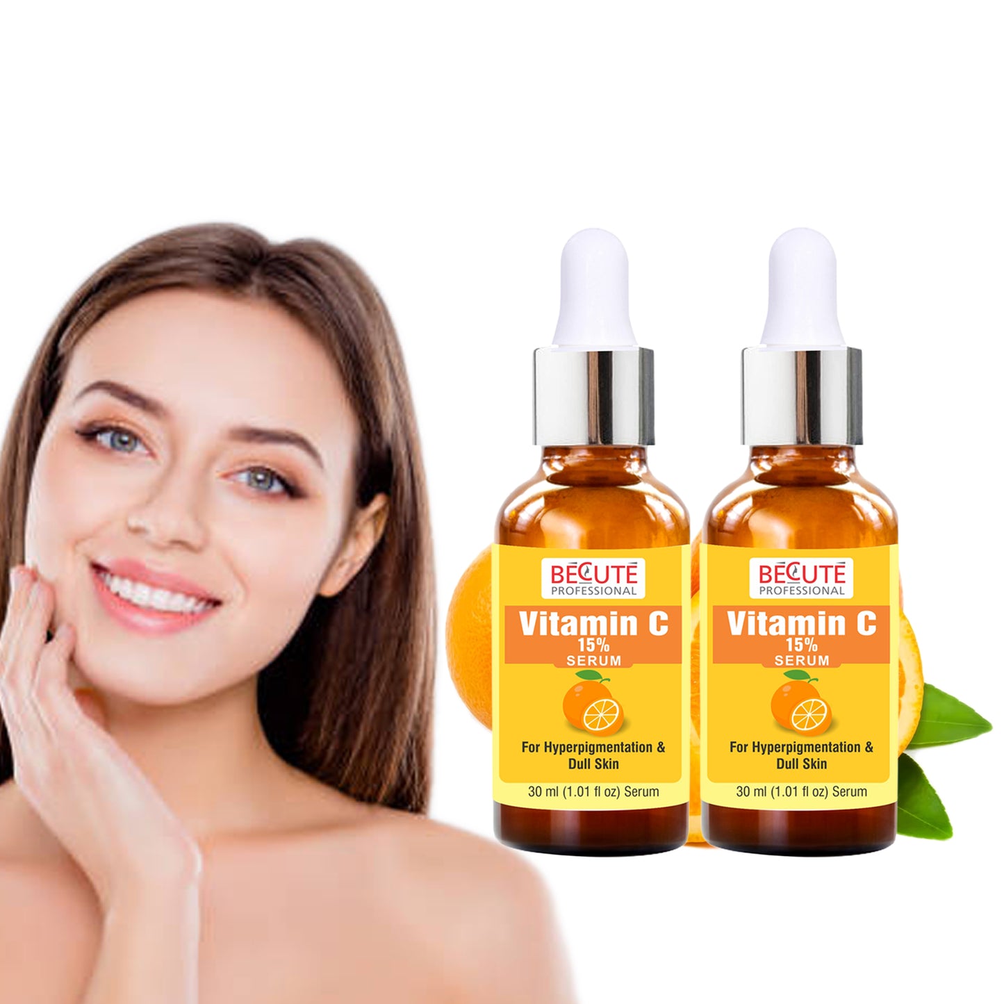 BECUTE Professional® Vitamin C Face Serum for Natural Glowing Skin - Pack of 2 Pcs, 60 mL